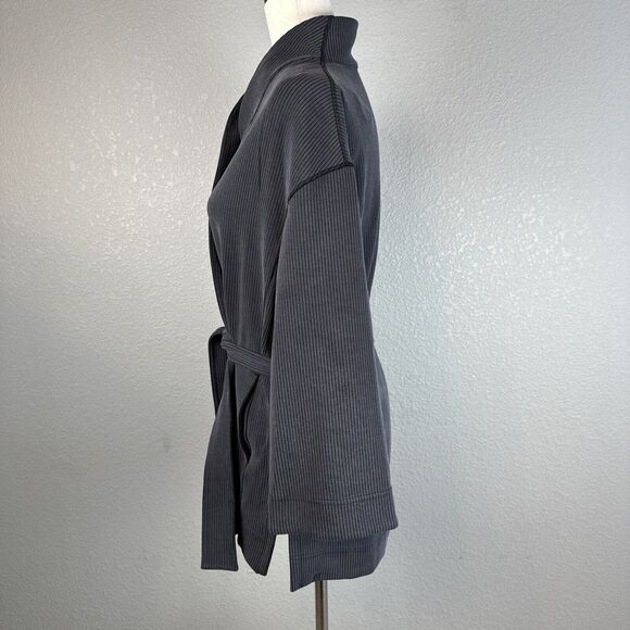 Lululemon Ribbed Softstreme Belted Wrap Jacket Size 4 Charcoal Gray Black - Picture 3 of 10